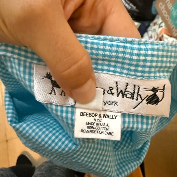 Beebop & Wally Vintage Cottagecore Blue Gingham Floral Lace Trim Skirt - Picture 4 of 5